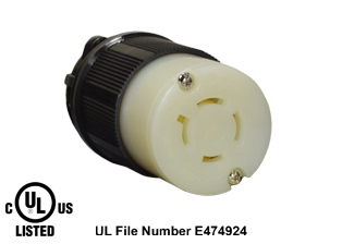 20 AMPERE-480 VOLT, 3 PHASE (X,Y,Z,+G) NEMA L16-20R LOCKING CONNECTOR, SPECIFICATION GRADE, IMPACT RESISTANT NYLON BODY, CABLE DUST / MOISTURE SHIELD (IP20), 3 POLE-4 WIRE GROUNDING (3P+E). BLACK / WHITE. 

<br><font color="yellow">Notes: </font> 
<br><font color="yellow">*</font> Terminals accept 14/3, 12/3, 10/3 AWG size conductors.
<br><font color="yellow">*</font> Strain relief (cord grip range) = 0.375-1.156" dia.
<br><font color="yellow">*</font> Temp. range = -40C to +75C.
<br><font color="yellow">*</font> Power cords, plugs, connectors, outlets, inlets, receptacles, adapters are listed below in related products. Scroll down to view.