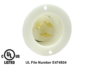 15 AMPERE-250 VOLT (NEMA L6-15P) LOCKING FLANGED PANEL MOUNT POWER INLET, 2 POLE-3 WIRE GROUNDING (2P+E), IMPACT RESISTANT NYLON BODY, SPECIFICATION GRADE. WHITE. 

<br><font color="yellow">*</font> Weatherproof / dust proof applications use #5200-WC cover & #5200-WTC terminal shield or # 79480 WP Cover.
 <br><font color="yellow">*</font> Temp. range = -40�C to +75�C. Terminals accept 16AWG-10AWG. Max. torque = 11 in. lbs.
<br><font color="yellow">**</font> NEMA Panel Mount Power Inlets with same mounting pattern listed below.
<BR>**NEMA 5-15P Inlet #5278-SS (15A-125V). Accepts NEMA 5-15R & NEMA 5-20R connectors. 
<BR>**NEMA 5-20P Inlet #5378-SS (20A-125V). Accepts NEMA 5-20R connectors.
<BR>**NEMA 6-15P Inlet #5678-SS (15A-250V). Accepts NEMA 6-15R connectors & NEMA 6-20R connectors. 
<BR>**NEMA 6-20P Inlet #5478-SS (20A-250V). Accepts NEMA 6-20R connectors.
<BR>**NEMA L5-15R LOCKING inlet #4716-SS (15A-125V). Accepts NEMA L5-15R Locking connectors.
<BR>**NEMA L6-15P LOCKING inlet #L615-FI (15A-250V). Accepts NEMA L6-15R Locking connectors.

<br><font color="yellow">View:</font> High Power NEMA Locking 20A, 30A Power Inlets. <a href="https://www.internationalconfig.com/catalog_pages/flanged_inlets_flanged_outlets_guide.pdf" style="text-decoration: none">NEMA Flanged Inlets 
 & Outlets Guide</a>
<br><font color="yellow">*</font> NEMA Plugs, Power Cords, Inlets, Outlets, Wall Plates are listed below in related products. Scroll down to view.


