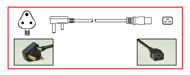 Sri Lanka plug to straight C-19 connector - Sri Lanka Power Cord