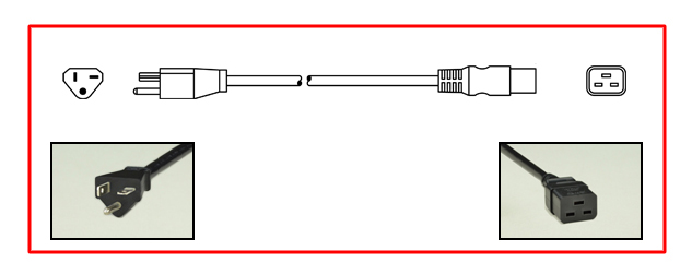 North America NEMA 5-20 plug to straight C-19 connector - North America Power Cord