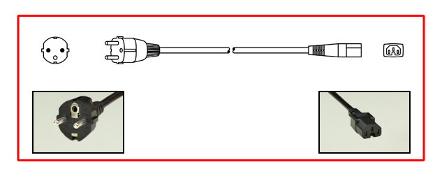 Belgium plug to straight C-15 connector - Belgium Power Cord
