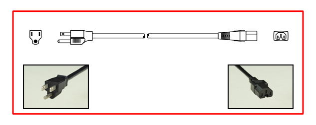 Japan plug to straight C-15 connector - Japan Power Cord