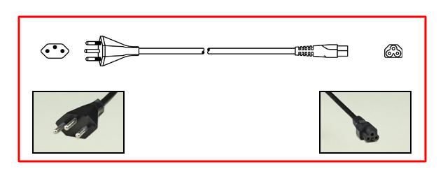 Brazil plug to straight C-5 connector - Brazil Power Cord