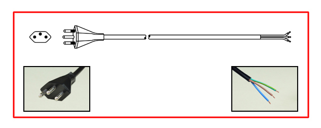 Brazil Power Cord - Brazil plug to Unterminated End