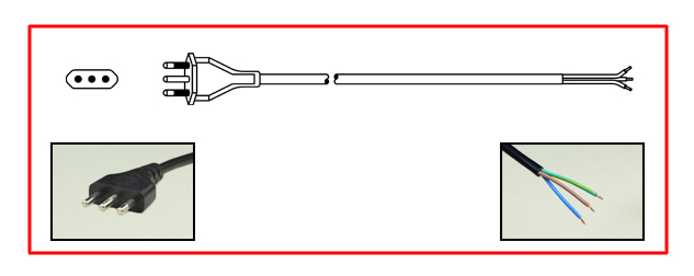 Italy Power Cord - Italy plug to Unterminated End