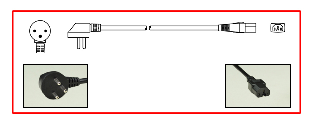 Israel plug to straight C-15 connector - Israel Power Cord