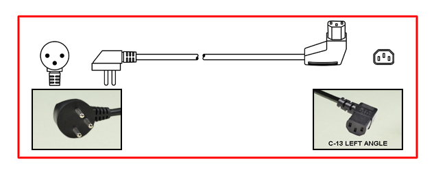 Israel plug to left-angle C-13 connector - Israel Power Cord