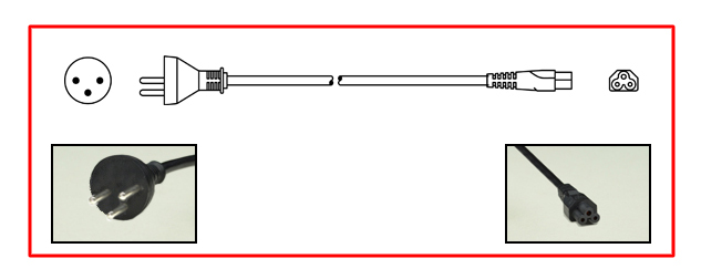 Israel plug to straight C-5 connector - Israel Power Cord