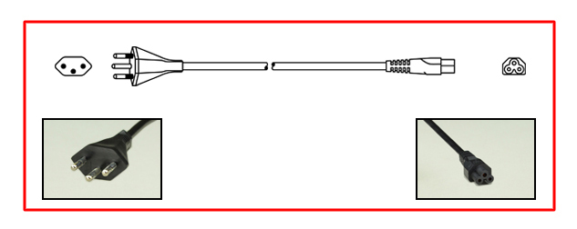South Africa plug to straight C-5 connector - South Africa Power Cord