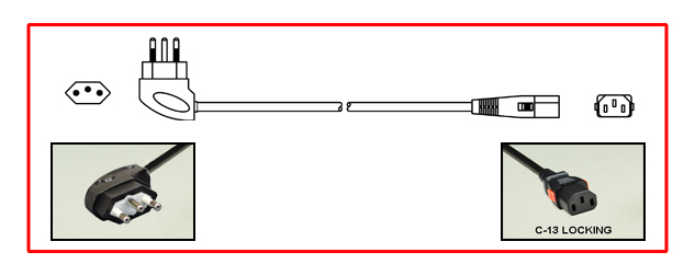 South Africa plug to straight C-13 connector - South Africa Power Cord