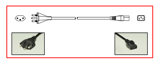 South Africa plug to straight C-13 connector - South Africa Power Cord
