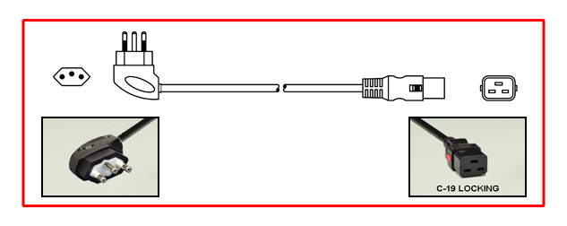 South Africa plug to straight C-19 connector - South Africa Power Cord