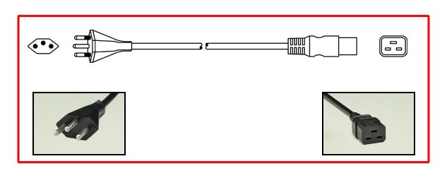South Africa plug to straight C-19 connector - South Africa Power Cord