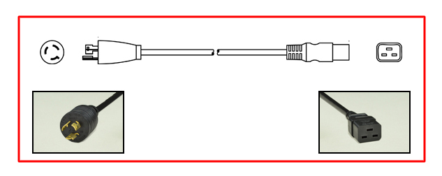North America NEMA L6-15 Locking plug to straight C-19 connector - North America Power Cord