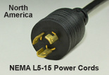 North America NEMA L5-15 AC Power Cords and AC Power Cables