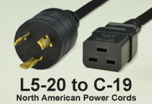 NEMA Locking 5-20 to C-19 AC Power Cords and AC Cables