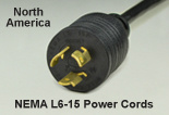 North America NEMA L6-15 AC Power Cords and AC Power Cables