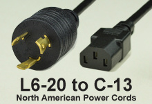 NEMA Locking 6-20 to C-13 AC Power Cords and AC Cables
