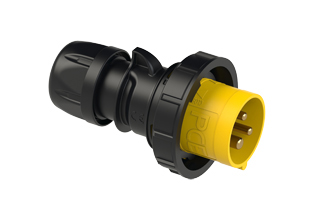 PCE 01392-4, PLUG, 16A/20A-120V, WATERTIGHT IP67, 4h, 2P3W, COMPRESSION STRAIN RELIEF, YELLOW.
<br>PIN & SLEEVE PLUG. cULus Approved. Conformity Standards, UL 1682, UL 1686, IEC 60309-1, IEC 60309-2, CSA C22.2 182.1, CEE, EN 60309-1, EN 60309-2.

<br><font color="yellow">Notes: </font>
<br><font color="yellow">*</font> 01392-4 has internal wiring polarity orientation designed for use in North America and therefore is C(UL)US approved. If point of use for this product is outside North America use our 999 series pin and sleeve devices which meet approvals and polarity requirements for European countries. <a href="https://internationalconfig.com/icc6.asp?item=999-2156-NS" style="text-decoration: none">999 Series Link</a>
<br><font color="yellow">*</font> View "Dimensional Data Sheet" for extended product detail specifications and device measurement drawing.
<br><font color="yellow">*</font> View "Associated Products 1" for general overview of devices within this product category.
<br><font color="yellow">*</font> View "Associated Products 2" to download IEC 60309 Pin & Sleeve Brochure containing the complete cULus listed range of pin & sleeve devices.
<br><font color="yellow">*</font> Select mating IEC 60309 IP44 splashproof and IP67 watertight devices individually listed below under related products. Scroll down to view.
