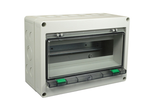 EUROPEAN, UK, INTERNATIONAL WEATHERPROOF 12 MODULE SURFACE MOUNT IP65 RATED, NEMA TYPE 4X, CIRCUIT BREAKER ENCLOSURE. OUTDOOR UV RATED. ACCEPTS 35mm DIN RAIL MOUNTED OVERLOAD & GFCI (RCD) BREAKERS, TEMP. RATING = -40°C TO +120°C. CE MARK. GRAY.

<br><font color="yellow">Notes: </font>
<br><font color="yellow">*</font> NOTE: Filler blanks, part # QBP5, sold separately.
<br><font color="yellow">*</font> NOTE: Combination PE / Neutral termination strip, part # 88-211, sold separately. # 88-211 for use only on European applications. Terminal Strip # 88-211 is not UL approved.
<br><font color="yellow">*</font> Outdoor UV rated enclosure.
<br><font color="yellow">*</font> IP68 cable connectors listed on page 210.