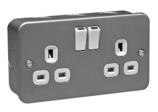 UK, BRITISH, UNITED KINGDOM 13 AMPERE-250 VOLT DUPLEX OUTLET (UK1-13R), DOUBLE POLE ON/OFF SWITCHES, BS 1363A TYPE G SOCKETS, SHUTTERED CONTACTS, 2 POLE-3 WIRE GROUNDING (2P+E), STEEL BOX & COVER, SURFACE MOUNT. GRAY.

<br><font color="yellow">Notes: </font> 
<br><font color="yellow">*</font> On/Off switches control outlets.
<br><font color="yellow">*</font> British, UK, plugs, power cords, sockets, GFCI-RCD outlets listed below in related products. Scroll down to view.


 