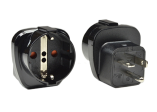 NEMA 6-20P EUROPEAN CEE 7/3 "SCHUKO" (EU1-16R) 10 AMPERE-250 VOLT PLUG ADAPTER, SHUTTERED CONTACTS, IMPACT RESISTANT, 2 POLE-3 WIRE GROUNDING (2P+E), BLACK. 

<br><font color="yellow">Notes: </font> 
<br><font color="yellow">*</font> Connects European CEE 7/7 type F plugs, CEE 7/4 type E plugs, CEE 7/16 type C (Europlug) with <font color="yellow"> NEMA 6-20R (20A-250V)</font> outlets.
<br><font color="yellow">*</font> Connects Italy 10A-250V (IT1-10P) plugs, Switzerland 10A-250V plugs (SW1-10P) with <font color="yellow"> NEMA 6-20R (20A-250V)</font> outlets.
<br><font color="yellow">*</font><font color="yellow">*</font> Scroll down to view related product groups including similar adapters or select from Adapter Links and Transformer Links.
<br><font color="yellow">*</font> Adapter Links:  
<font color="yellow">-</font> <a href="https://www.internationalconfig.com/plug_adapt.asp" style="text-decoration: none">Country Specific Adapters</a> <font color="yellow">-</font> <a href="https://www.internationalconfig.com/universal_plug_adapters_multi_configuration_electrical_adapters.asp" style="text-decoration: none">Universal Adapters</a> <font color="yellow">-</font> <a href="https://www.internationalconfig.com/icc5.asp?productgroup=%27Plug%20Adapters%2C%20International%27" style="text-decoration: none">Entire List of Adapters</a> <font color="yellow">-</font> <a href="https://www.internationalconfig.com/Electrical_Adapters_C13_C14_C19_C20_C15_C7_C5_C21_60309_and_Electrical_Adapter_Power_Cords.asp" style="text-decoration: none">IEC 60320 Adapters</a> <font color="yellow">-</font><BR> <a href="https://www.internationalconfig.com/icc6.asp?item=IEC60320-Power-Cord-Splitters" style="text-decoration: none">IEC 60320 Splitter Adapters </a> <font color="yellow">-</font> <a href="https://www.internationalconfig.com/icc6.asp?item=IEC60320-Power-Cord-Splitters" style="text-decoration: none">NEMA Splitter Adapters </a> <font color="yellow">-</font> <a href="https://www.internationalconfig.com/icc6.asp?item=888-2126-ADPU" style="text-decoration: none">IEC 60309 Adapters</a> <font color="yellow">-</font> <a href="https://www.internationalconfig.com/cordhelp.asp" style="text-decoration: none">Worldwide and IEC Power Cord Selector</a>.
<br><font color="yellow">*</font> Transformer Links: <font color="yellow">-</font> <a href="https://www.internationalconfig.com/icc6.asp?item=Transformers" style="text-decoration: none">Step-Up, Step-Down Transformers & Voltage Converters </a>.
