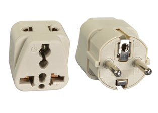 Type-E/F European Schuko, Germany, France Adapter to Universal Connector, Ivory