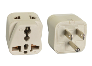 NEMA 5-15 (Type-B) United States, North America, Japan Adapter to Universal Connector, Ivory
