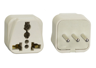 Type-L Italy, Chile Adapter to Universal Connector, Ivory
