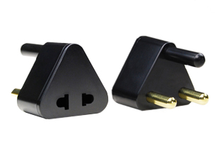 India, South Africa Plug Adapter, Non-Grounded, Black