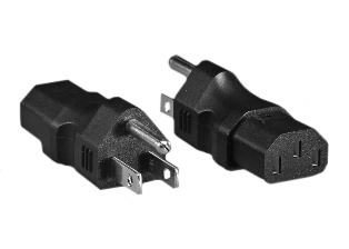 ADAPTER, 10 AMPERE-125 VOLT NEMA 5-15P PLUG, IEC 60320 C-13 CONNECTOR, CONNECTS C-13 CONNECTOR WITH IEC 60320 C-14 PLUGS, C-14 POWER CORDS, C-14 POWER INLETS, 2 POLE-3 WIRE GROUNDING (2P+E). BLACK.

<br><font color="yellow">Notes: </font> 
<br><font color="yellow">*</font> NEMA 5-15P plug connects with NEMA 5-15R and NEMA 5-20R outlets.
<br><font color="yellow">*</font> "Y" type splitter adapter, IEC 60320 C-13, C-14, C-15, C-5, C-7, C-19, C-20 plug adapters, splitters, European adapters are listed below in related products. Scroll down to view.


 