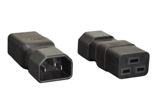 ADAPTER (EXTENSION), IEC 60320 C-14 PLUG, IEC 60320 C-19 CONNECTOR. CONNECTS IEC 60320 C-20 PLUGS WITH IEC 60320 C-13 POWER CORDS, 2 POLE-3 WIRE GROUNDING (2P+E), 15 AMPERE-125 VOLT / 10 AMPERE-250 VOLT. BLACK. 

<br><font color="yellow">Notes: </font> 
<br><font color="yellow">*</font> "Y" type splitter adapters, IEC 60320 C-13, C-14, C-15, C-5, C-7, C-19, C-20 plug adapters & European C-14, C-20 adapters are listed below in related products. Scroll down to view.

