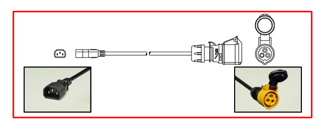EUROPEAN IEC 60309 (4h) 16A-125V ADAPTER. IEC 60309 (IP44) CONNECTOR, IEC 60320 C-14 PLUG, 1.5mm2 H05VV-F, 2 POLE-3 WIRE GROUNDING (2P+E), 0.3 METERS (1 FOOT) (12") LONG. YELLOW CONNECTOR, BLACK CORD AND PLUG.

<br><font color="yellow">Notes: </font>
<br> Adapter 30488-EU wired for use in Europe. Use adapter 30488 for USA / North America applications. Link: # <a href="https://internationalconfig.com/icc6.asp?item=30488" style="text-decoration: none">30488</a>.
<br><font color="yellow">*</font><font color="orange">Custom lengths / designs available.</font> 
<br><font color="yellow">*</font><font color="yellow">*</font> Scroll down to view related product groups including similar adapters or select from Adapter Links and Transformer Links.
<br><font color="yellow">*</font> Adapter Links:  
<font color="yellow">-</font> <a href="https://www.internationalconfig.com/plug_adapt.asp" style="text-decoration: none">Country Specific Adapters</a> <font color="yellow">-</font> <a href="https://www.internationalconfig.com/universal_plug_adapters_multi_configuration_electrical_adapters.asp" style="text-decoration: none">Universal Adapters</a> <font color="yellow">-</font> <a href="https://www.internationalconfig.com/icc5.asp?productgroup=%27Plug%20Adapters%2C%20International%27" style="text-decoration: none">Entire List of Adapters</a> <font color="yellow">-</font> <a href="https://www.internationalconfig.com/Electrical_Adapters_C13_C14_C19_C20_C15_C7_C5_C21_60309_and_Electrical_Adapter_Power_Cords.asp" style="text-decoration: none">IEC 60320 Adapters</a> <font color="yellow">-</font><BR> <a href="https://www.internationalconfig.com/icc6.asp?item=IEC60320-Power-Cord-Splitters" style="text-decoration: none">IEC 60320 Splitter Adapters </a> <font color="yellow">-</font> <a href="https://www.internationalconfig.com/icc6.asp?item=IEC60320-Power-Cord-Splitters" style="text-decoration: none">NEMA Splitter Adapters </a> <font color="yellow">-</font> <a href="https://www.internationalconfig.com/icc6.asp?item=888-2126-ADPU" style="text-decoration: none">IEC 60309 Adapters</a> <font color="yellow">-</font> <a href="https://www.internationalconfig.com/cordhelp.asp" style="text-decoration: none">Worldwide and IEC Power Cord Selector</a>.
<br><font color="yellow">*</font> Transformer Links: <font color="yellow">-</font> <a href="https://www.internationalconfig.com/icc6.asp?item=Transformers" style="text-decoration: none">Step-Up, Step-Down Transformers & Voltage Converters </a>.