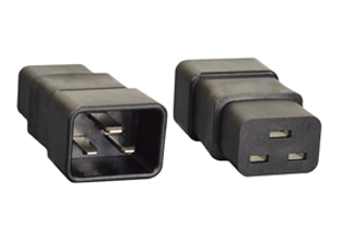 ADAPTER, 16 AMPERE 250 VOLT, IEC 60320 C-20 PLUG, IEC 60320 C-19 CONNECTOR, 2 POLE-3 WIRE GROUNDING (2P+E). BLACK.

<br><font color="yellow">Notes: </font> 
<br><font color="yellow">*</font> Mates with IEC 60320 C-19 power outlets and cord sets.
<br><font color="yellow">*</font><font color="yellow">*</font> Scroll down to view related product groups including similar adapters or select from Adapter Links and Transformer Links.
<br><font color="yellow">*</font> Adapter Links:  
<font color="yellow">-</font> <a href="https://www.internationalconfig.com/plug_adapt.asp" style="text-decoration: none">Country Specific Adapters</a> <font color="yellow">-</font> <a href="https://www.internationalconfig.com/universal_plug_adapters_multi_configuration_electrical_adapters.asp" style="text-decoration: none">Universal Adapters</a> <font color="yellow">-</font> <a href="https://www.internationalconfig.com/icc5.asp?productgroup=%27Plug%20Adapters%2C%20International%27" style="text-decoration: none">Entire List of Adapters</a> <font color="yellow">-</font> <a href="https://www.internationalconfig.com/Electrical_Adapters_C13_C14_C19_C20_C15_C7_C5_C21_60309_and_Electrical_Adapter_Power_Cords.asp" style="text-decoration: none">IEC 60320 Adapters</a> <font color="yellow">-</font><BR> <a href="https://www.internationalconfig.com/icc6.asp?item=IEC60320-Power-Cord-Splitters" style="text-decoration: none">IEC 60320 Splitter Adapters </a> <font color="yellow">-</font> <a href="https://www.internationalconfig.com/icc6.asp?item=IEC60320-Power-Cord-Splitters" style="text-decoration: none">NEMA Splitter Adapters </a> <font color="yellow">-</font> <a href="https://www.internationalconfig.com/icc6.asp?item=888-2126-ADPU" style="text-decoration: none">IEC 60309 Adapters</a> <font color="yellow">-</font> <a href="https://www.internationalconfig.com/cordhelp.asp" style="text-decoration: none">Worldwide and IEC Power Cord Selector</a>.
<br><font color="yellow">*</font> Transformer Links: <font color="yellow">-</font> <a href="https://www.internationalconfig.com/icc6.asp?item=Transformers" style="text-decoration: none">Step-Up, Step-Down Transformers & Voltage Converters </a>.