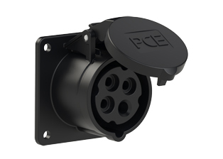 PCE 3149-5F7, STRAIGHT RECEPTACLE (60mmX60mm MOUNTING), 20A-347/600V, SPLASHPROOF IP44, 5h, 3P4W, BLACK.
<br>PIN & SLEEVE PANEL MOUNT RECEPTACLE. cULus approved. Conformity Standards, UL 1682, UL 1686, IEC 60309-1, IEC 60309-2, CSA C22.2 182.1

<br><font color="yellow">Notes: </font>
<br><font color="yellow">*</font> View "Dimensional Data Sheet" for extended product detail specifications and device measurement drawing.
<br><font color="yellow">*</font> View "Associated Products 1" for general overview of devices within this product category.
<br><font color="yellow">*</font> View "Associated Products 2" to download IEC 60309 Pin & Sleeve Brochure containing the complete cULus listed range of pin & sleeve devices.
<br><font color="yellow">*</font> Select mating IEC 60309 IP44 splashproof and IP67 watertight devices individually listed below under related products. Scroll down to view.