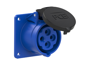 PCE 3149-9F7, STRAIGHT RECEPTACLE (60mmX60mm MOUNTING), 16A/20A-250V, SPLASHPROOF IP44, 9h, 3P4W, BLUE.
<br>PIN & SLEEVE PANEL MOUNT RECEPTACLE. cULus, OVE approved. Conformity Standards, UL 1682, UL 1686, IEC 60309-1, IEC 60309-2, CSA C22.2 182.1, CEE, EN 60309-1, EN 60309-2.

<br><font color="yellow">Notes: </font>
<br><font color="yellow">*</font> View "Dimensional Data Sheet" for extended product detail specifications and device measurement drawing.
<br><font color="yellow">*</font> View "Associated Products 1" for general overview of devices within this product category.
<br><font color="yellow">*</font> View "Associated Products 2" to download IEC 60309 Pin & Sleeve Brochure containing the complete cULus listed range of pin & sleeve devices.
<br><font color="yellow">*</font> Select mating IEC 60309 IP44 splashproof and IP67 watertight devices individually listed below under related products. Scroll down to view.