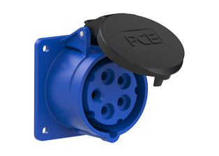 PCE 3159-9F7, STRAIGHT RECEPTACLE (60mmX60mm MOUNTING), 16A/20A-120/208V, SPLASHPROOF IP44, 9h, 4P5W, BLUE.
<br>PIN & SLEEVE PANEL MOUNT RECEPTACLE. cULus, OVE approved. Conformity Standards, UL 1682, UL 1686, IEC 60309-1, IEC 60309-2, CSA C22.2 182.1, CEE, EN 60309-1, EN 60309-2.

<br><font color="yellow">Notes: </font>
<br><font color="yellow">*</font> View "Dimensional Data Sheet" for extended product detail specifications and device measurement drawing.
<br><font color="yellow">*</font> View "Associated Products 1" for general overview of devices within this product category.
<br><font color="yellow">*</font> View "Associated Products 2" to download IEC 60309 Pin & Sleeve Brochure containing the complete cULus listed range of pin & sleeve devices.
<br><font color="yellow">*</font> Select mating IEC 60309 IP44 splashproof and IP67 watertight devices individually listed below under related products. Scroll down to view.
