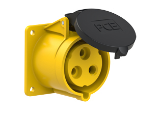 PCE 3239-4F7, STRAIGHT RECEPTACLE (60mmX60mm MOUNTING), 30A/32A-120V, SPLASHPROOF IP44, 4h, 2P3W, YELLOW.
<br>PIN & SLEEVE PANEL MOUNT RECEPTACLE. cULus Approved. Conformity Standards, UL 1682, UL 1686, IEC 60309-1, IEC 60309-2, CSA C22.2 182.1, CEE, EN 60309-1, EN 60309-2.

<br><font color="yellow">Notes: </font>
<br><font color="yellow">*</font> 3239-4F7 has internal wiring polarity orientation designed for use in North America and therefore is C(UL)US approved. If point of use for this product is outside North America use our 999 series pin and sleeve devices which meet approvals and polarity requirements for European countries. <a href="https://internationalconfig.com/icc6.asp?item=999-13006-NS" style="text-decoration: none">999 Series Link</a>
<br><font color="yellow">*</font> View "Dimensional Data Sheet" for extended product detail specifications and device measurement drawing.
<br><font color="yellow">*</font> View "Associated Products 1" for general overview of devices within this product category.
<br><font color="yellow">*</font> View "Associated Products 2" to download IEC 60309 Pin & Sleeve Brochure containing the complete cULus listed range of pin & sleeve devices.
<br><font color="yellow">*</font> Select mating IEC 60309 IP44 splashproof and IP67 watertight devices individually listed below under related products. Scroll down to view.
