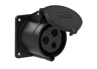 PCE 3239-5F7, STRAIGHT RECEPTACLE (60mmX60mm MOUNTING), 30A-277V, SPLASHPROOF IP44, 5h, 2P3W, GRAY.
<br>PIN & SLEEVE PANEL MOUNT RECEPTACLE. cULus approved. Conformity Standards, UL 1682, UL 1686, IEC 60309-1, IEC 60309-2, CSA C22.2 182.1

<br><font color="yellow">Notes: </font>
<br><font color="yellow">*</font> Part number 3239-5F7 electrical rating color code is gray however this device is produced in color all black due to low volume.
<br><font color="yellow">*</font> View "Dimensional Data Sheet" for extended product detail specifications and device measurement drawing.
<br><font color="yellow">*</font> View "Associated Products 1" for general overview of devices within this product category.
<br><font color="yellow">*</font> View "Associated Products 2" to download IEC 60309 Pin & Sleeve Brochure containing the complete cULus listed range of pin & sleeve devices.
<br><font color="yellow">*</font> Select mating IEC 60309 IP44 splashproof and IP67 watertight devices individually listed below under related products. Scroll down to view.