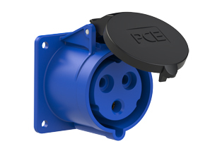 PCE 3239-6F7, STRAIGHT RECEPTACLE (60mmX60mm MOUNTING), 30A/32A-250V, SPLASHPROOF IP44, 6h, 2P3W, BLUE.
<br>PIN & SLEEVE PANEL MOUNT RECEPTACLE. cULus, OVE approved. Conformity Standards, UL 1682, UL 1686, IEC 60309-1, IEC 60309-2, CSA C22.2 182.1, CEE, EN 60309-1, EN 60309-2.

<br><font color="yellow">Notes: </font>
<br><font color="yellow">*</font> View "Dimensional Data Sheet" for extended product detail specifications and device measurement drawing.
<br><font color="yellow">*</font> View "Associated Products 1" for general overview of devices within this product category.
<br><font color="yellow">*</font> View "Associated Products 2" to download IEC 60309 Pin & Sleeve Brochure containing the complete cULus listed range of pin & sleeve devices.
<br><font color="yellow">*</font> Select mating IEC 60309 IP44 splashproof and IP67 watertight devices individually listed below under related products. Scroll down to view.