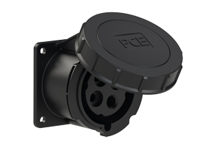 PCE 32492-5, STRAIGHT RECEPTACLE (60mmX60mm MOUNTING), 30A-600V, WATERTIGHT IP67, 5h, 3P4W, BLACK.
<br>PIN & SLEEVE PANEL MOUNT RECEPTACLE. cULus approved. Conformity Standards, UL 1682, UL 1686, IEC 60309-1, IEC 60309-2, CSA C22.2 182.1

<br><font color="yellow">Notes: </font>
<br><font color="yellow">*</font> View "Dimensional Data Sheet" for extended product detail specifications and device measurement drawing.
<br><font color="yellow">*</font> View "Associated Products 1" for general overview of devices within this product category.
<br><font color="yellow">*</font> View "Associated Products 2" to download IEC 60309 Pin & Sleeve Brochure containing the complete cULus listed range of pin & sleeve devices.
<br><font color="yellow">*</font> Select mating IEC 60309 IP44 splashproof and IP67 watertight devices individually listed below under related products. Scroll down to view.