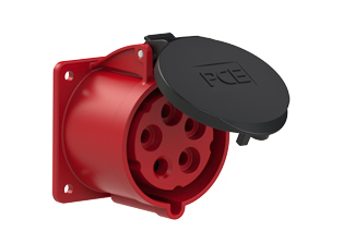 PCE 3259-7F7, STRAIGHT RECEPTACLE (60mmX60mm MOUNTING), 30A-277/480V, SPLASHPROOF IP44, 7h, 4P5W, RED.
<br>PIN & SLEEVE PANEL MOUNT RECEPTACLE. cULus approved. Conformity Standards, UL 1682, UL 1686, IEC 60309-1, IEC 60309-2, CSA C22.2 182.1

<br><font color="yellow">Notes: </font>
<br><font color="yellow">*</font> View "Dimensional Data Sheet" for extended product detail specifications and device measurement drawing.
<br><font color="yellow">*</font> View "Associated Products 1" for general overview of devices within this product category.
<br><font color="yellow">*</font> View "Associated Products 2" to download IEC 60309 Pin & Sleeve Brochure containing the complete cULus listed range of pin & sleeve devices.
<br><font color="yellow">*</font> Select mating IEC 60309 IP44 splashproof and IP67 watertight devices individually listed below under related products. Scroll down to view.