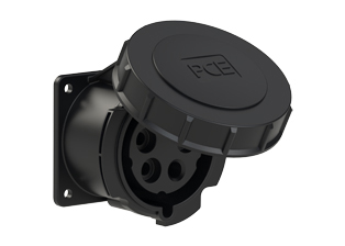 PCE 32592-5, STRAIGHT RECEPTACLE (60mmX60mm MOUNTING), 30A-347/600V, WATERTIGHT IP67, 5h, 4P5W, BLACK.
<br>PIN & SLEEVE PANEL MOUNT RECEPTACLE. cULus approved. Conformity Standards, UL 1682, UL 1686, IEC 60309-1, IEC 60309-2, CSA C22.2 182.1

<br><font color="yellow">Notes: </font>
<br><font color="yellow">*</font> View "Dimensional Data Sheet" for extended product detail specifications and device measurement drawing.
<br><font color="yellow">*</font> View "Associated Products 1" for general overview of devices within this product category.
<br><font color="yellow">*</font> View "Associated Products 2" to download IEC 60309 Pin & Sleeve Brochure containing the complete cULus listed range of pin & sleeve devices.
<br><font color="yellow">*</font> Select mating IEC 60309 IP44 splashproof and IP67 watertight devices individually listed below under related products. Scroll down to view.