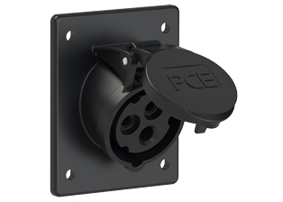 PCE 4139-5F8, ANGLED RECEPTACLE (60mmX73mm MOUNTING), 20A-277V, SPLASHPROOF IP44, 5h, 2P3W, GRAY.
<br>PIN & SLEEVE ANGLED PANEL MOUNT RECEPTACLE. cULus approved. Conformity Standards, UL 1682, UL 1686, IEC 60309-1, IEC 60309-2, CSA C22.2 182.1

<br><font color="yellow">Notes: </font>
<br><font color="yellow">*</font> Part number 4139-5F8 electrical rating color code is gray however this device is produced in color all black due to low volume.
<br><font color="yellow">*</font> View "Dimensional Data Sheet" for extended product detail specifications and device measurement drawing.
<br><font color="yellow">*</font> View "Associated Products 1" for general overview of devices within this product category.
<br><font color="yellow">*</font> View "Associated Products 2" to download IEC 60309 Pin & Sleeve Brochure containing the complete cULus listed range of pin & sleeve devices.
<br><font color="yellow">*</font> Select mating IEC 60309 IP44 splashproof and IP67 watertight devices individually listed below under related products. Scroll down to view.