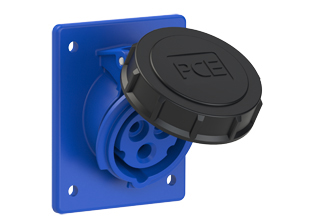 PCE 41392-6F8, ANGLED RECEPTACLE (60mmX73mm MOUNTING), 16A/20A-250V, WATERTIGHT IP67, 6h, 2P3W, BLUE.
<br>PIN & SLEEVE ANGLED PANEL MOUNT RECEPTACLE. cULus, OVE approved. Conformity Standards, UL 1682, UL 1686, IEC 60309-1, IEC 60309-2, CSA C22.2 182.1, CEE, EN 60309-1, EN 60309-2.

<br><font color="yellow">Notes: </font>
<br><font color="yellow">*</font> View "Dimensional Data Sheet" for extended product detail specifications and device measurement drawing.
<br><font color="yellow">*</font> View "Associated Products 1" for general overview of devices within this product category.
<br><font color="yellow">*</font> View "Associated Products 2" to download IEC 60309 Pin & Sleeve Brochure containing the complete cULus listed range of pin & sleeve devices.
<br><font color="yellow">*</font> Select mating IEC 60309 IP44 splashproof and IP67 watertight devices individually listed below under related products. Scroll down to view.