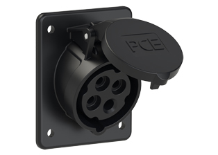 PCE 4149-5F8, ANGLED RECEPTACLE (60mmX73mm MOUNTING), 20A-347/600V, SPLASHPROOF IP44, 5h, 3P4W, BLACK.
<br>PIN & SLEEVE ANGLED PANEL MOUNT RECEPTACLE. cULus approved. Conformity Standards, UL 1682, UL 1686, IEC 60309-1, IEC 60309-2, CSA C22.2 182.1

<br><font color="yellow">Notes: </font>
<br><font color="yellow">*</font> View "Dimensional Data Sheet" for extended product detail specifications and device measurement drawing.
<br><font color="yellow">*</font> View "Associated Products 1" for general overview of devices within this product category.
<br><font color="yellow">*</font> View "Associated Products 2" to download IEC 60309 Pin & Sleeve Brochure containing the complete cULus listed range of pin & sleeve devices.
<br><font color="yellow">*</font> Select mating IEC 60309 IP44 splashproof and IP67 watertight devices individually listed below under related products. Scroll down to view.