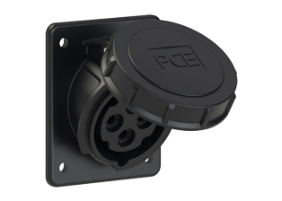 PCE 41492-12F8, ANGLED RECEPTACLE (60mmX73mm MOUNTING), 20A-120/250V (SINGLE PHASE), WATERTIGHT IP67, 12h, 3P4W, ORANGE.
<br>PIN & SLEEVE ANGLED PANEL MOUNT RECEPTACLE. cULus approved. Conformity Standards, UL 1682, UL 1686, IEC 60309-1, IEC 60309-2, CSA C22.2 182.1

<br><font color="yellow">Notes: </font>
<br><font color="yellow">*</font> Part number 41492-12F8 electrical rating color code is orange however this device is produced in color all black due to low volume.
<br><font color="yellow">*</font> View "Dimensional Data Sheet" for extended product detail specifications and device measurement drawing.
<br><font color="yellow">*</font> View "Associated Products 1" for general overview of devices within this product category.
<br><font color="yellow">*</font> View "Associated Products 2" to download IEC 60309 Pin & Sleeve Brochure containing the complete cULus listed range of pin & sleeve devices.
<br><font color="yellow">*</font> Select mating IEC 60309 IP44 splashproof and IP67 watertight devices individually listed below under related products. Scroll down to view.