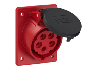 PCE 4159-6, ANGLED RECEPTACLE (60mmX73mm MOUNTING), 16A/20A-200/346V to 240/415V, SPLASHPROOF IP44, 6h, 4P5W, RED.
<br>PIN & SLEEVE ANGLED PANEL MOUNT RECEPTACLE. cULus, OVE approved. Conformity Standards, UL 1682, UL 1686, IEC 60309-1, IEC 60309-2, CSA C22.2 182.1, CEE, EN 60309-1, EN 60309-2.

<br><font color="yellow">Notes: </font>
<br><font color="yellow">*</font> View "Dimensional Data Sheet" for extended product detail specifications and device measurement drawing.
<br><font color="yellow">*</font> View "Associated Products 1" for general overview of devices within this product category.
<br><font color="yellow">*</font> View "Associated Products 2" to download IEC 60309 Pin & Sleeve Brochure containing the complete cULus listed range of pin & sleeve devices.
<br><font color="yellow">*</font> Select mating IEC 60309 IP44 splashproof and IP67 watertight devices individually listed below under related products. Scroll down to view.