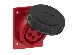 PCE 41592-6F78, ANGLED RECEPTACLE (60mmX73mm MOUNTING), 16A/20A-200/346V to 240/415V, WATERTIGHT IP67, 6h, 4P5W, RED.
<br>PIN & SLEEVE ANGLED PANEL MOUNT RECEPTACLE. cULus, OVE approved. Conformity Standards, UL 1682, UL 1686, IEC 60309-1, IEC 60309-2, CSA C22.2 182.1, CEE, EN 60309-1, EN 60309-2.

<br><font color="yellow">Notes: </font>
<br><font color="yellow">*</font> View "Dimensional Data Sheet" for extended product detail specifications and device measurement drawing.
<br><font color="yellow">*</font> View "Associated Products 1" for general overview of devices within this product category.
<br><font color="yellow">*</font> View "Associated Products 2" to download IEC 60309 Pin & Sleeve Brochure containing the complete cULus listed range of pin & sleeve devices.
<br><font color="yellow">*</font> Select mating IEC 60309 IP44 splashproof and IP67 watertight devices individually listed below under related products. Scroll down to view.