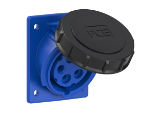 PCE 41592-9F78, ANGLED RECEPTACLE (60mmX73mm MOUNTING), 16A/20A-120/208V, WATERTIGHT IP67, 9h, 4P5W, BLUE.
<br>PIN & SLEEVE ANGLED PANEL MOUNT RECEPTACLE. cULus, OVE approved. Conformity Standards, UL 1682, UL 1686, IEC 60309-1, IEC 60309-2, CSA C22.2 182.1, CEE, EN 60309-1, EN 60309-2.

<br><font color="yellow">Notes: </font>
<br><font color="yellow">*</font> View "Dimensional Data Sheet" for extended product detail specifications and device measurement drawing.
<br><font color="yellow">*</font> View "Associated Products 1" for general overview of devices within this product category.
<br><font color="yellow">*</font> View "Associated Products 2" to download IEC 60309 Pin & Sleeve Brochure containing the complete cULus listed range of pin & sleeve devices.
<br><font color="yellow">*</font> Select mating IEC 60309 IP44 splashproof and IP67 watertight devices individually listed below under related products. Scroll down to view.